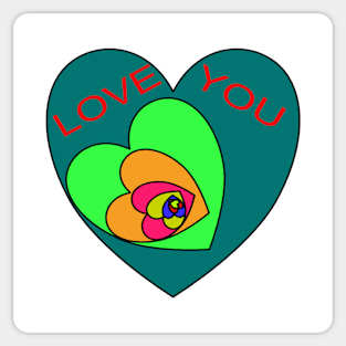 LOVE YOU. COLORFUL HARTS. COFFEE MUG, T-SHIRT, MUG, STICKER Sticker